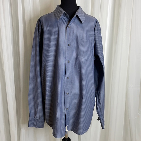 Blue pin striped WRANGLER Long Sleeve Dress Shirt, sz XLT